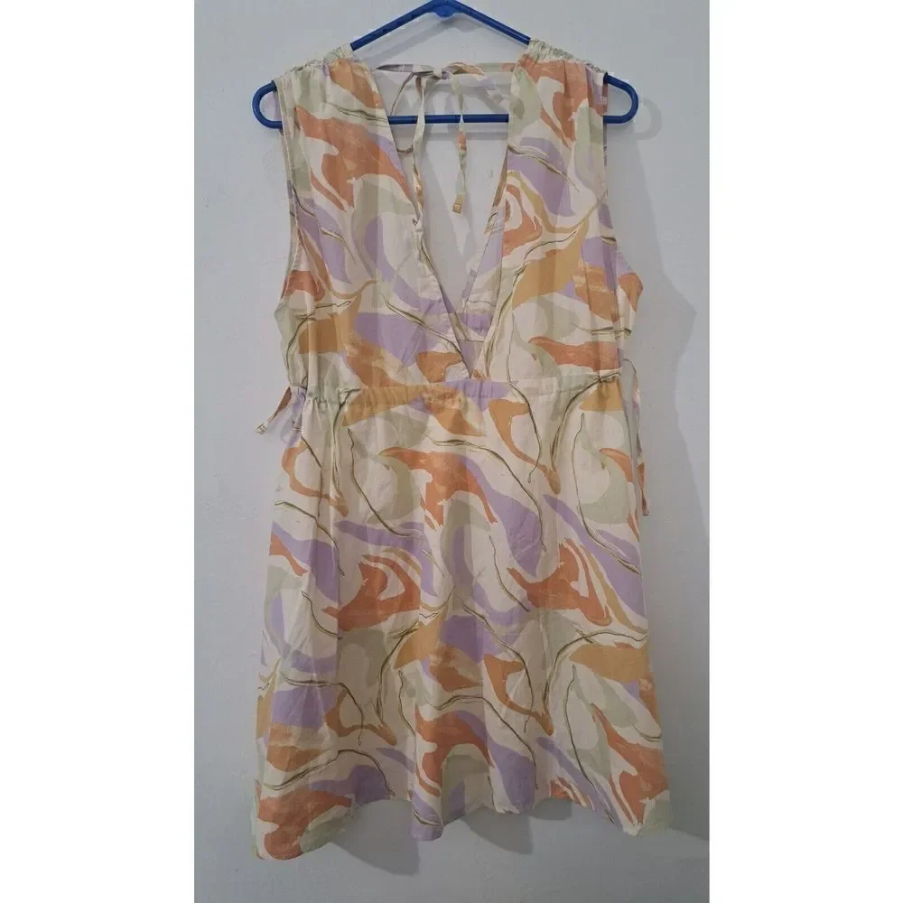 Asos ROMANIA womens Size 8 FLARE SWING Mini shift Dress Plunge Neck Lavender